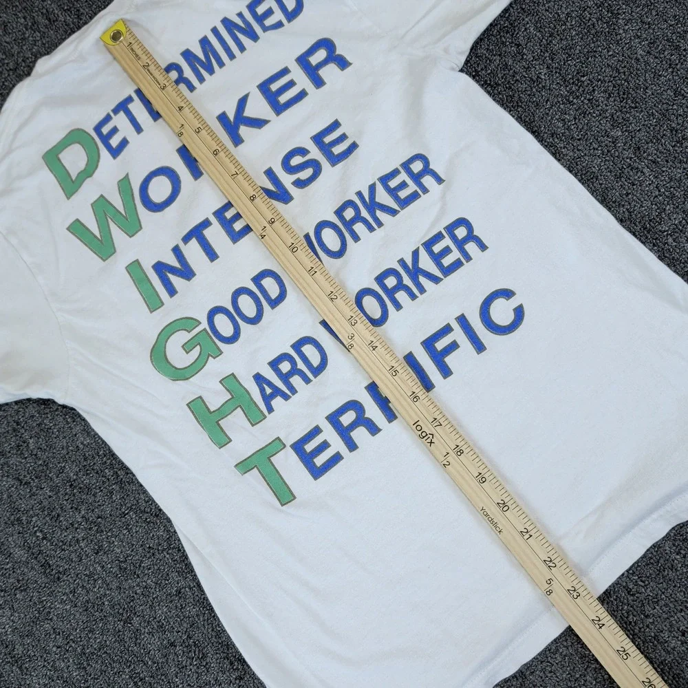 The Office Y2K Dwight Schrute Graphic Shirt Mens Small White Cotton D.W.I.G.H.T.